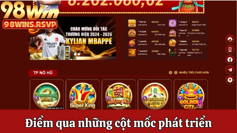 Điểm qua những cột mốc phát triển của nhà cái 98win